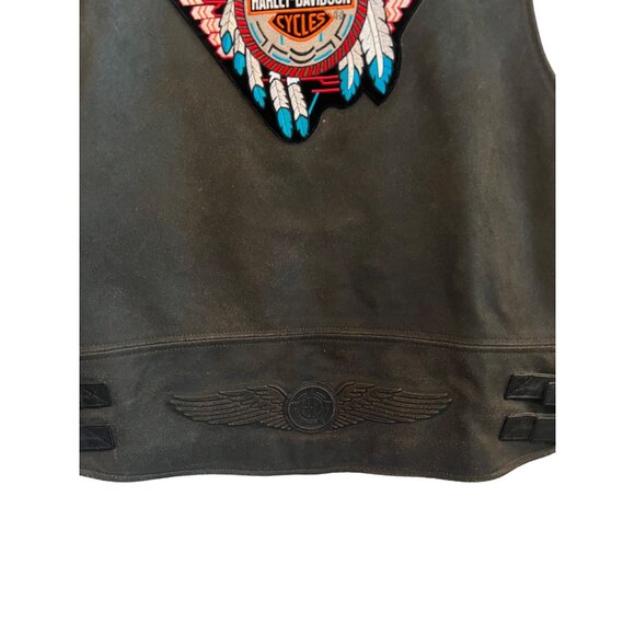 Harley-Davidson Genuine Leather Motorcycle Vintage Vest Men's Size XL - Picture 6 of 8